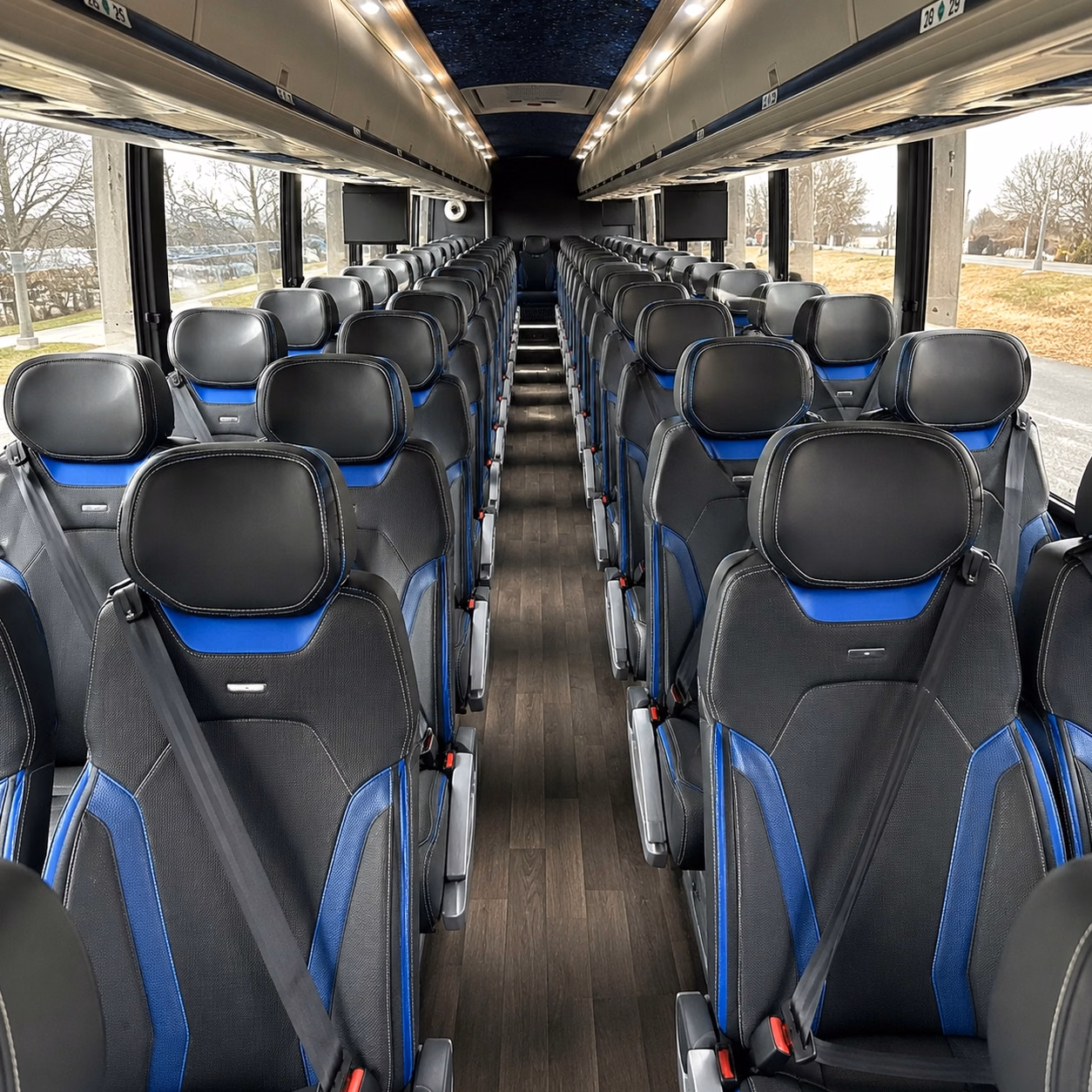 cary charter bus rental interior
